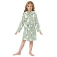 thumbnail image 6 of FORMRS Niños Bathrobe Unisex Hooded Robe Soft Plush Pajamas Sleepwear, Size 4-6T, Green Floral Cat Pattern, 6 of 7