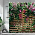 thumbnail image 5 of Rustic Pink Flowers Shower Curtains Spring Floral Plants Wood Fence Garden Wall Hanging Polyester Home Bathroom Decor with, 5 of 6