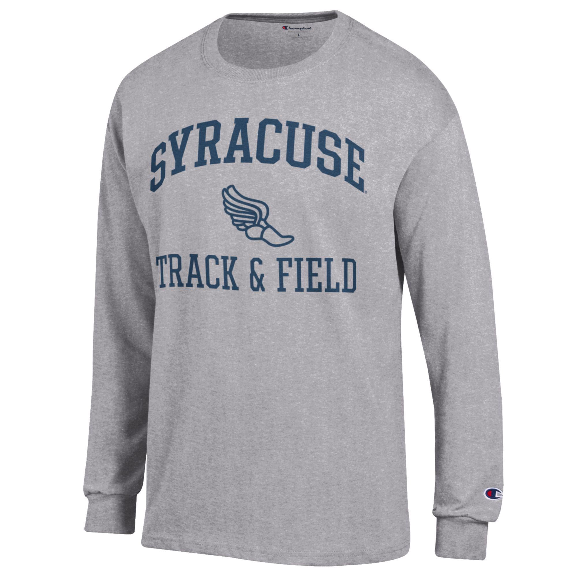 Men's Champion  Gray Syracuse Orange Track & Field Icon Long Sleeve T-Shirt