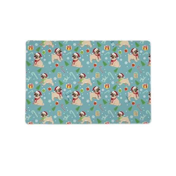 Happy Christmas Pugs Mat Rectangle -Image by Shutterstock,