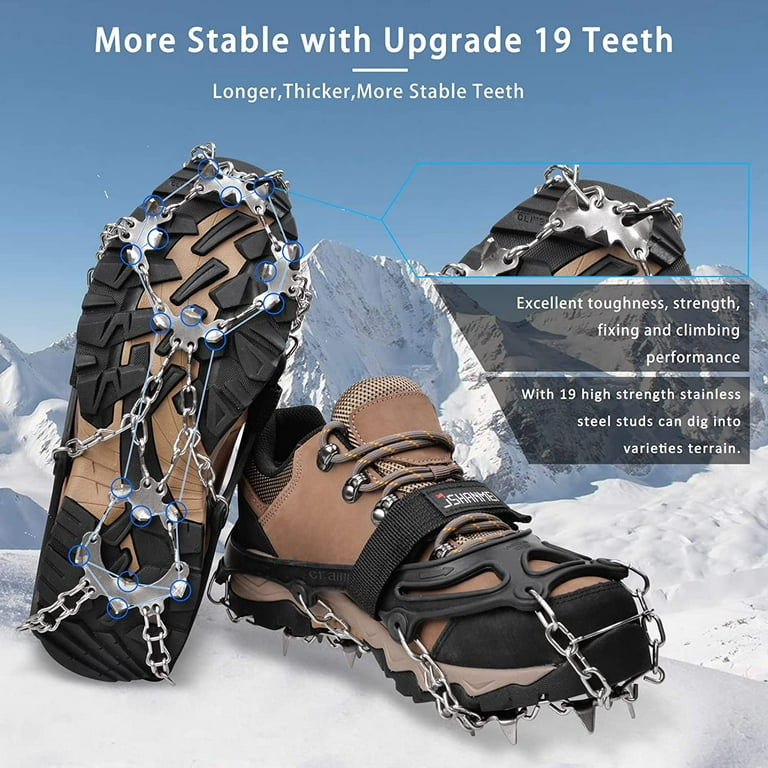Ice Cleats Walk Traction Cleats Crampons for Hiking Boots Snow Shoes, Non  Slip Ice Cleats for Shoes and Boots Men Women