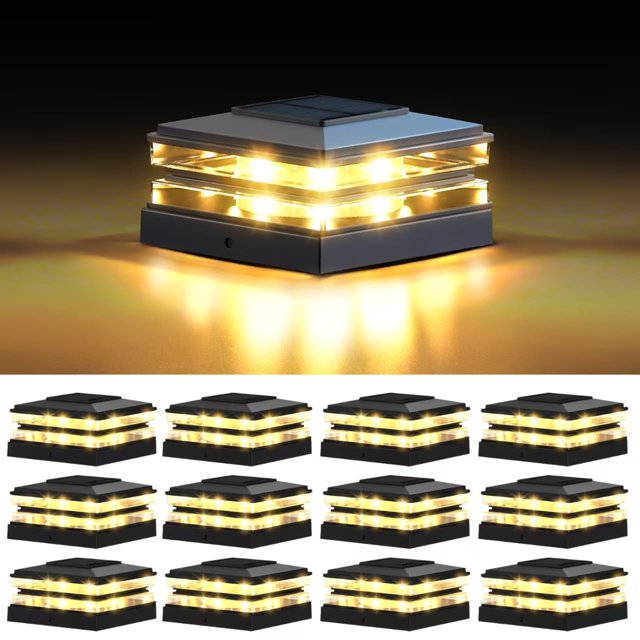 Luces solares tipo poste EXCMARK, paquete de 12 unidades, impermeables, modo dual