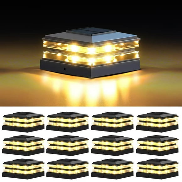 Luces solares tipo poste EXCMARK, paquete de 12 unidades, impermeables, modo dual
