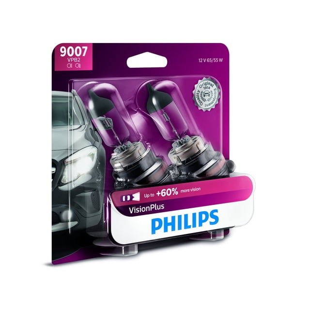 Paquete de 2 bombillas para faros delanteros PHILIPS 9007 VisionPlus Upgrade
