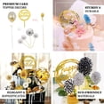 thumbnail image 3 of Efavormart 6Pcs - Cake Decor Set, 4 Silver-White Mini Paper Fans, Gold Confetti Balloon and Gold Birthday Cake Topper for Birthday Party Supplies Celebration, 3 of 5