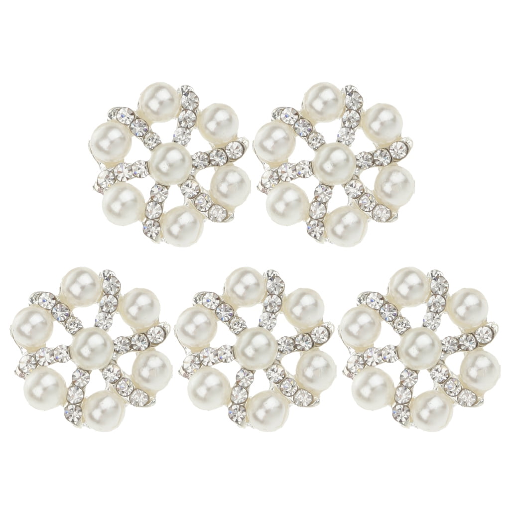 5Pcs Vintage Pearl Rhinestone Shank Buttons for Sewing Craft DIY Decor 20mm 