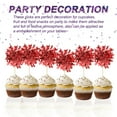 thumbnail image 3 of Firework Cupcake Toppers, 50 Pcs Sparkle Tassel Cupcake Picks Birthday Party Graduation Wedding Foil Decor Cocktail Food Fruit Toothpicks Christmas, Red, 3 of 7