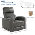 thumbnail image 2 of Adult Recliner Chair, 360 Swivel Rocker Sofa with Adjustable Backrest and Footrest, Faux Leather Wingback Armchair with Hidden Pull Tabs for Living Room, Gray, 2 of 9