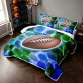 thumbnail image 3 of Manfei Boys Sports Twin Quilt Set, Football Game Twin Coverlet Set, Green Blue Brown, Black Reversible 2-Piece, 1 Bedspread and 1 Pillowcase, 3 of 7