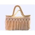 thumbnail image 2 of BOLSA DE PALMA BEIGE CON MACRAME -HECHA A MANO BOLSA ARTESANAL PLAYA MUJER, 2 of 4