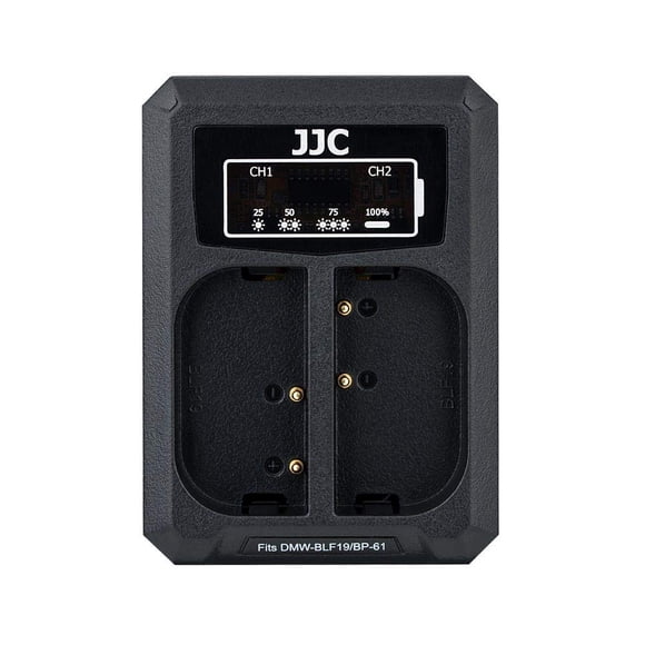 Cargador de baterías JJC DMW-BLF19 con doble puerto USB para Panasonic
