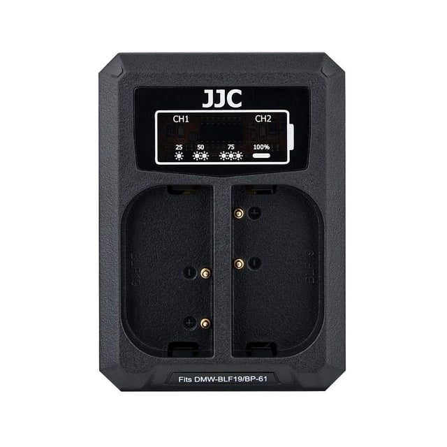 Cargador de baterías JJC DMW-BLF19 con doble puerto USB para Panasonic