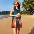 thumbnail image 3 of Naloa Celestial Stag Cosmic Glow Print Women's Summer Spring Casual Beach Sundress,Vacation Sleeveless Tank Crewneck Loose Dresses, 3 of 7