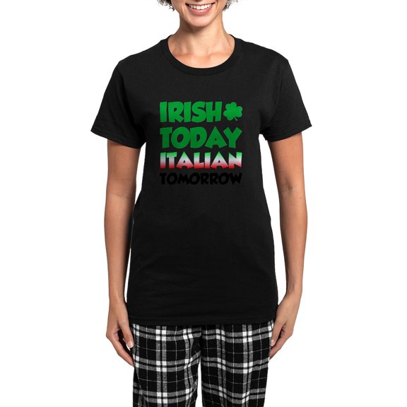 CafePress - Irish Today Italian Tomorrow Women's Dark Pajamas - Women's Short Sleeve Print T-Shirt and Pants Dark Cotton Pajama Set