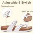 thumbnail image 3 of Litfun Suede Cork Footbed Sandals for Women Summer Arch Support Slide Sandals with Adjustable Buckles, White, 3 of 6