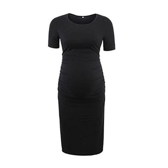 Awdenio Womens Maternity Dresses Ladies Solid Short Sleeve Breast-Feeding Pregnant Nursing Dress