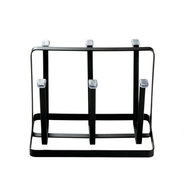 Billuyoard Escurridor de tazas, estante con mango de madera, estante de almacenamiento de botellas resistente a la corrosión desmontable, Organizadores de utensilios de cocina negro 2