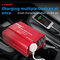 thumbnail image 6 of 500W Modified Sine Wave Power Inverter 12V DC to 110V AC Vehicles Converter 2 AC Outlets + 2USB Charger Car Plug Adapter for Laptop, Computer, Car, RV, Camping & Home Red, 6 of 8