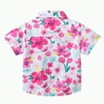 thumbnail image 5 of Xudanell Boys Shirts Floral Gentle Tops Cartoon Blouse Boys Button Down Shirt Short Sleeve for Hawaii Beach Hot Pink 12-18 Months, 5 of 7