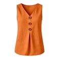 thumbnail image 4 of Womens Linen Tank Tops Summer Casual Sleeveless V Neck Button Camisole Top Blouse Size 5XL, 4 of 4