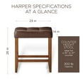 thumbnail image 6 of Carte: A La Carte Home Harper Counter Stool in True Walnut Wood Finish, Set of 2, 6 of 7