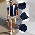 thumbnail image 7 of Mens Mock Neck T Shirts Fashion Stretch Short Sleeve Slim Fit Basic T Shirts Summer Breathable Lightweight Casual Business T-Shirts Dark Blue L, 7 of 7