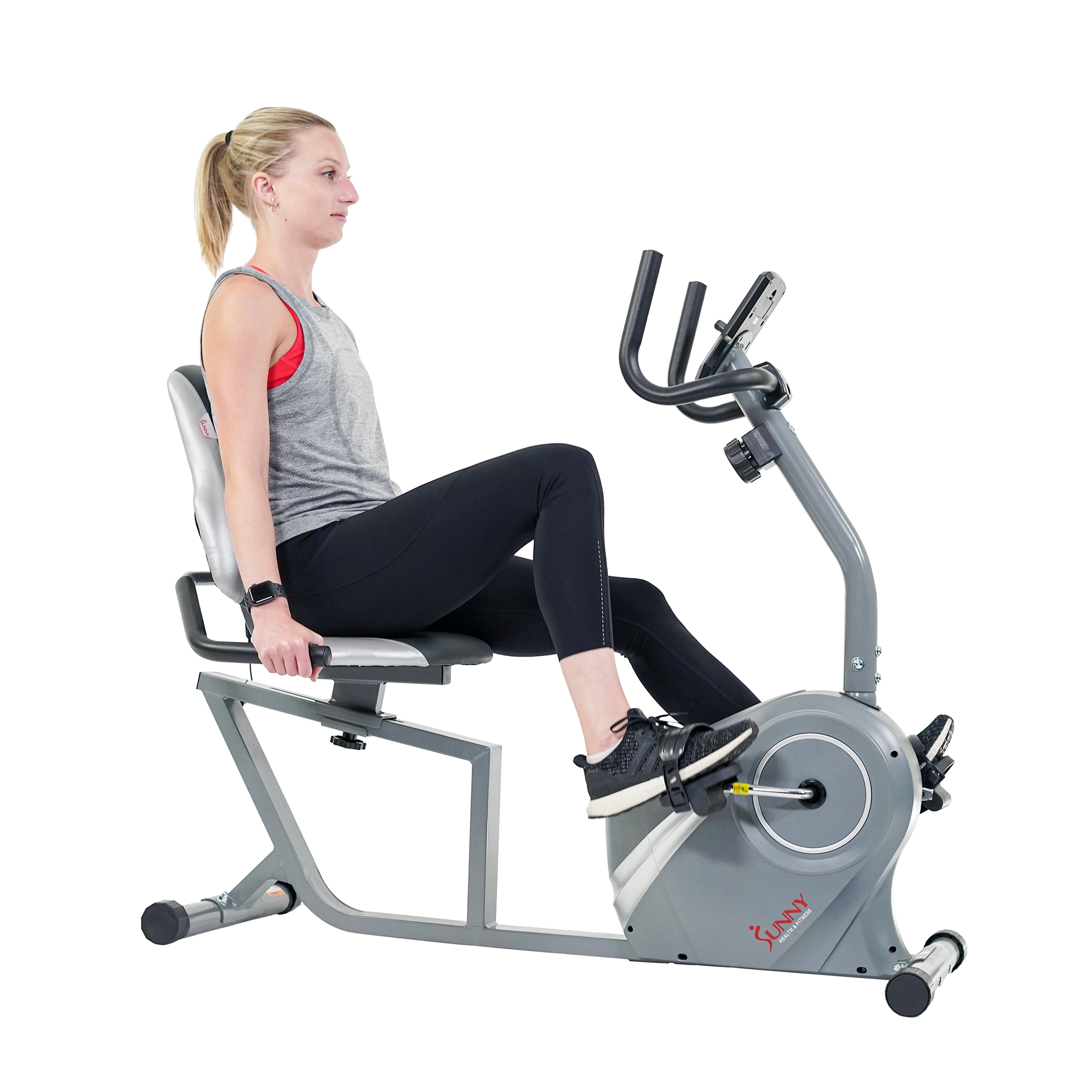 Sunny Health & Fitness Magnetic Recumbent Exercise Bike for Indoor Cardio Training w/ Adjustable Soft Seat Cushion, SF-RB4876 - image 8 of 8
