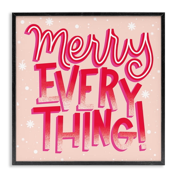 Stupell Industries Contemporary Merry Everything Festive Winter Holiday Patterned Typography Black Framed Giclee Art, 12 x 12, by Hey Bre! Creative Studio