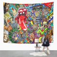 thumbnail image 2 of UFAEZU Artist Music Collage On Large Brick Wall Graffiti Urban Ball Beauty Cassette Player Wall Art Hanging Tapestry Home Decor for Living Room Bedroom Dorm 51x60 inch, 2 of 2