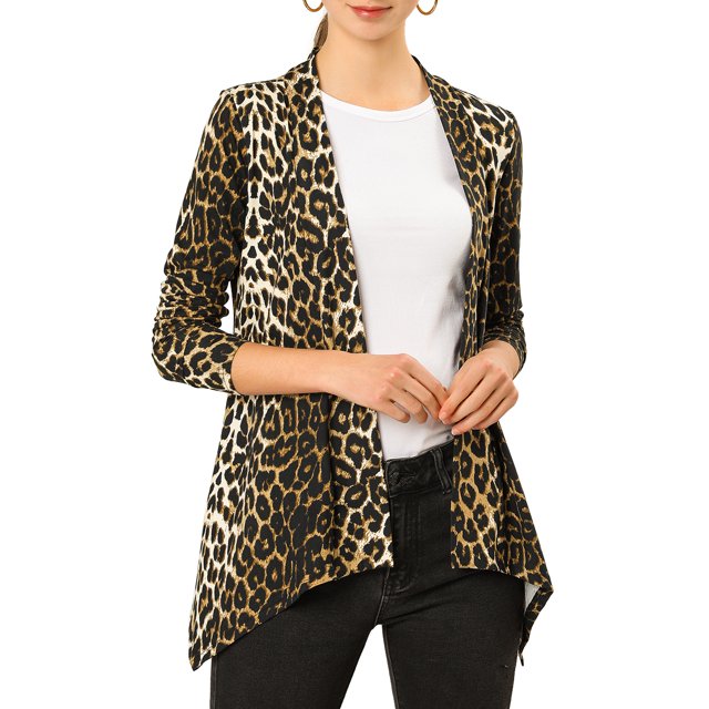 INSPIRE CHIC Cardigan Léger pour Femmes d'Halloween à Manches Longues, Ouvert à l'Avant, Ourlet Asymétrique, Très Petit, Noir