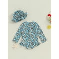 thumbnail image 4 of Bslissey Toddler Baby Girls Romper Swimsuit Floral Fruit Print Long Sleeve Bikini Swimwear Casual Crew Neck Zipper Bathing with Hat Infant Summer Beach Wear 6M-3T, 4 of 9