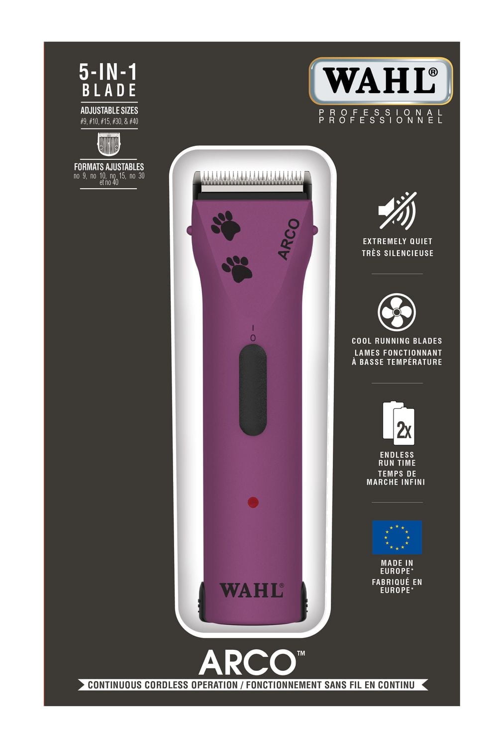 Wahl Arco Pet Grooming Kit, Cordless with 80-Min Run Time, 5-in-1 Adjustable Blade, Lightweight & Comfortable Design - Model - 59156
