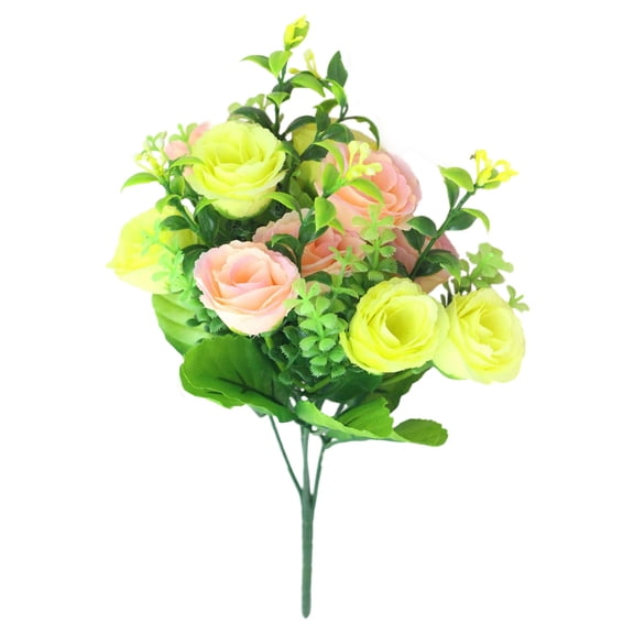 1 Bouquets Christmas Cemetery Flowers for Grave Memorial 10 Heads Artificial Flowers Cemetery Day Silk Grave Faux Roses Arrangements for Christmas Headstones Tombstone Decor, 12.99 Inch, C