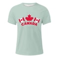 thumbnail image 1 of T-Shirts Summer Short Sleeve Breathable Comfortable Maple Leaf Flag Pattern Athletic Shirts Mens Light Green XXXL, 1 of 4