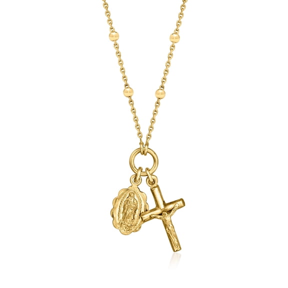 Ross-Simons Italian 18kt Gold Over Sterling Religious Charm Necklace, Women's, Adult