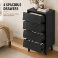 thumbnail image 4 of Enyopro 4 Drawer Dresser for Bedroom, Black Wooden Chest of Drawers, Bevel Design Modern 4 Drawer Chest Storage Dresser for Closet, Living Room, Hallway, 4 of 7
