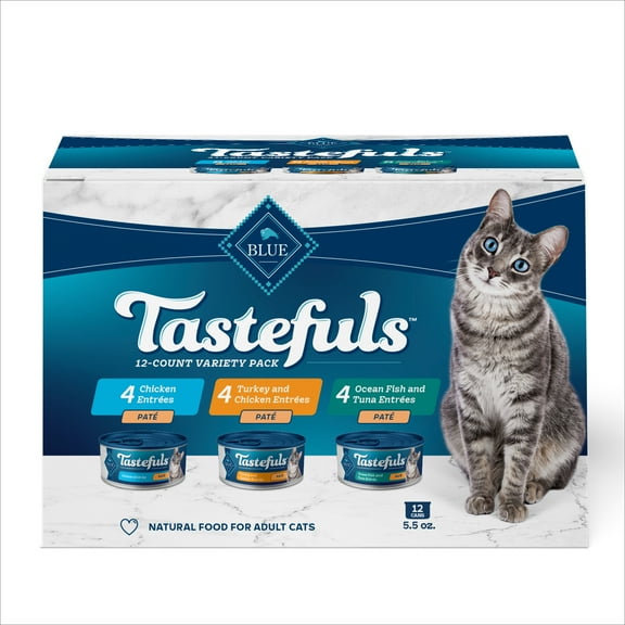 Blue Buffalo Tastefuls Wet Cat Food Variety Pack (Chicken, Turkey & Seafood Flavors) 12ct