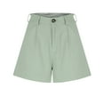 thumbnail image 6 of Work Pants for Women Women Solid Summer Casual Pleated High Waistband Pocket Shorts Mint Green S, 6 of 8