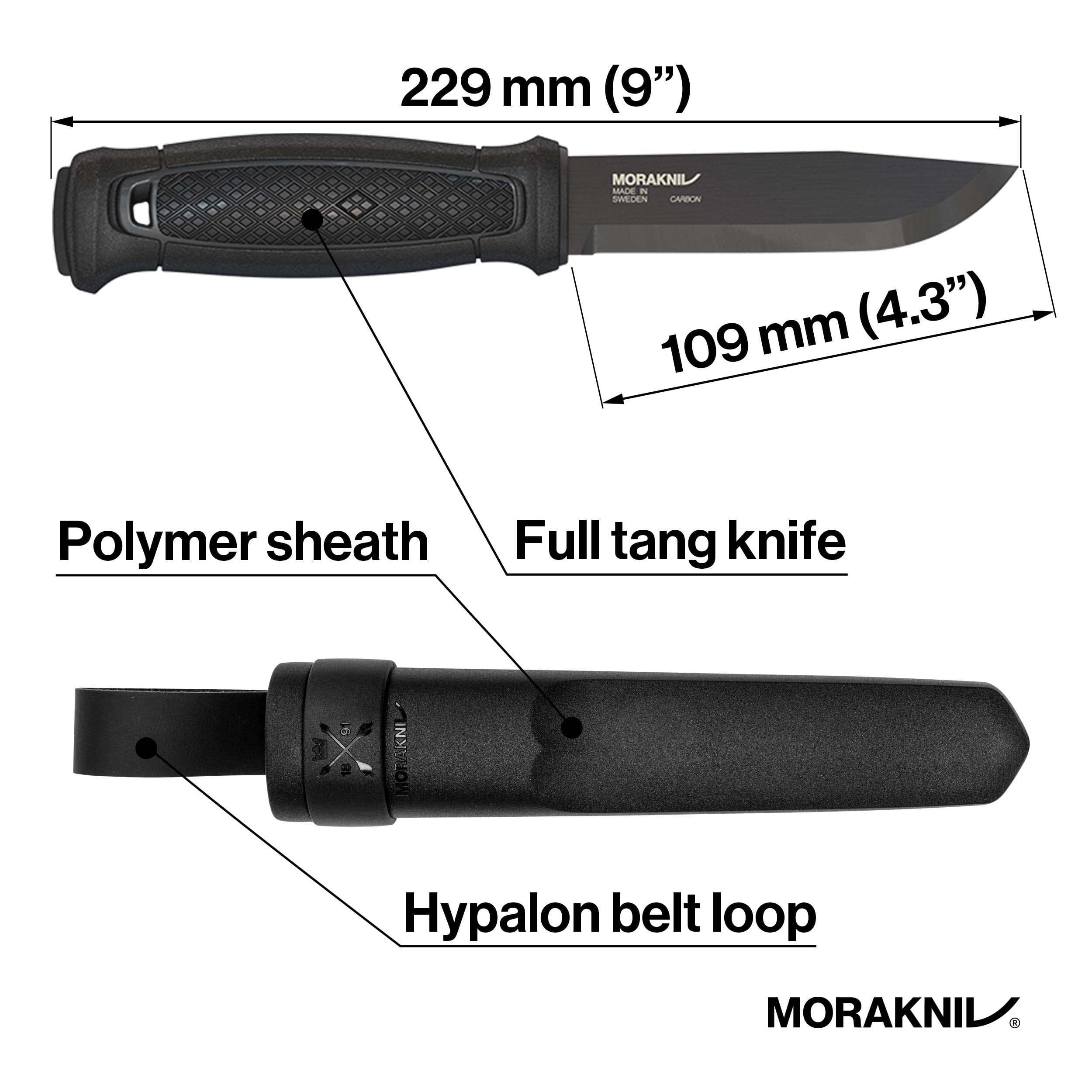 Morakniv Garberg Full Tang Fixed Blade Outdoor Survival Knife, 4.3-Inch Carbon Steel Blade