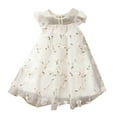 thumbnail image 2 of HOMADLES Toddler Girls Dress Crewneck Mesh Ruffed Sleeveless Print Casual Sleeveless Princess Dress White 2 T, 2 of 3