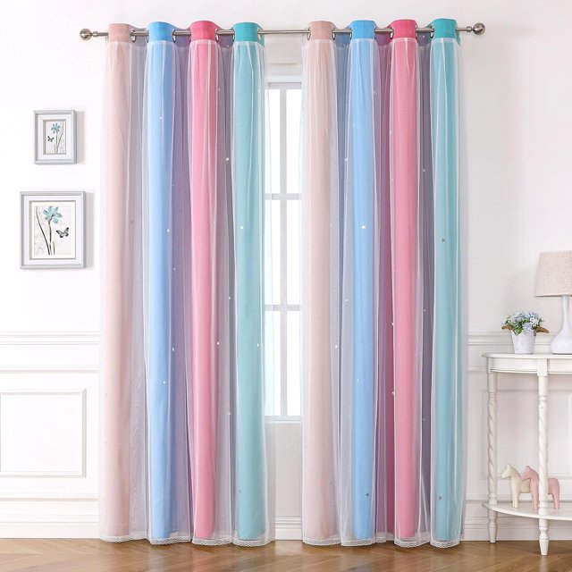 Rideaux à Étoiles à Double Couche pour Enfants, Rideaux d'Extérieur pour Chambre de Bébé, Rideaux « Groet Top », Longs Panneaux de Rideaux; L ( of )