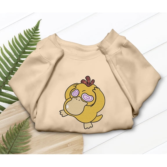 Psyduck Embroidered Shirt, Cute Headache Embroidered T-Shirt, Sweatshirt & Hoodie - Adorable Animal Apparel Gift for Gamers