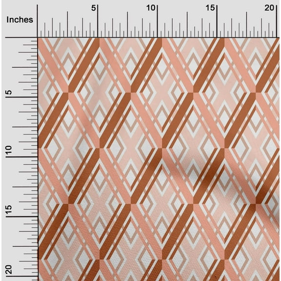 oneOone Cotton Jersey Peach2 Fabric Argyle Geometric Fabric For Sewing Printed Craft Fabric By The Yard 58 Inch Wide