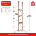thumbnail image 3 of Furcato 92.1"-101.6" Adjustable Height Cat Tree, Floor to Ceiling Cat Tower, 7 Tiers Cat Climbing Tree with Hammock, Pink, 3 of 9
