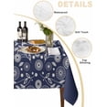 thumbnail image 5 of Japanese Suqare Tablecloth - 60 x 60 Inch, Navy Blue Country Flowers Leaves Aesthetic Waterproof & StainResistant Tablecloth, Washable Oil-proof Table Cover for Dining/Party/Wedding/Camping/Buffet, 5 of 9