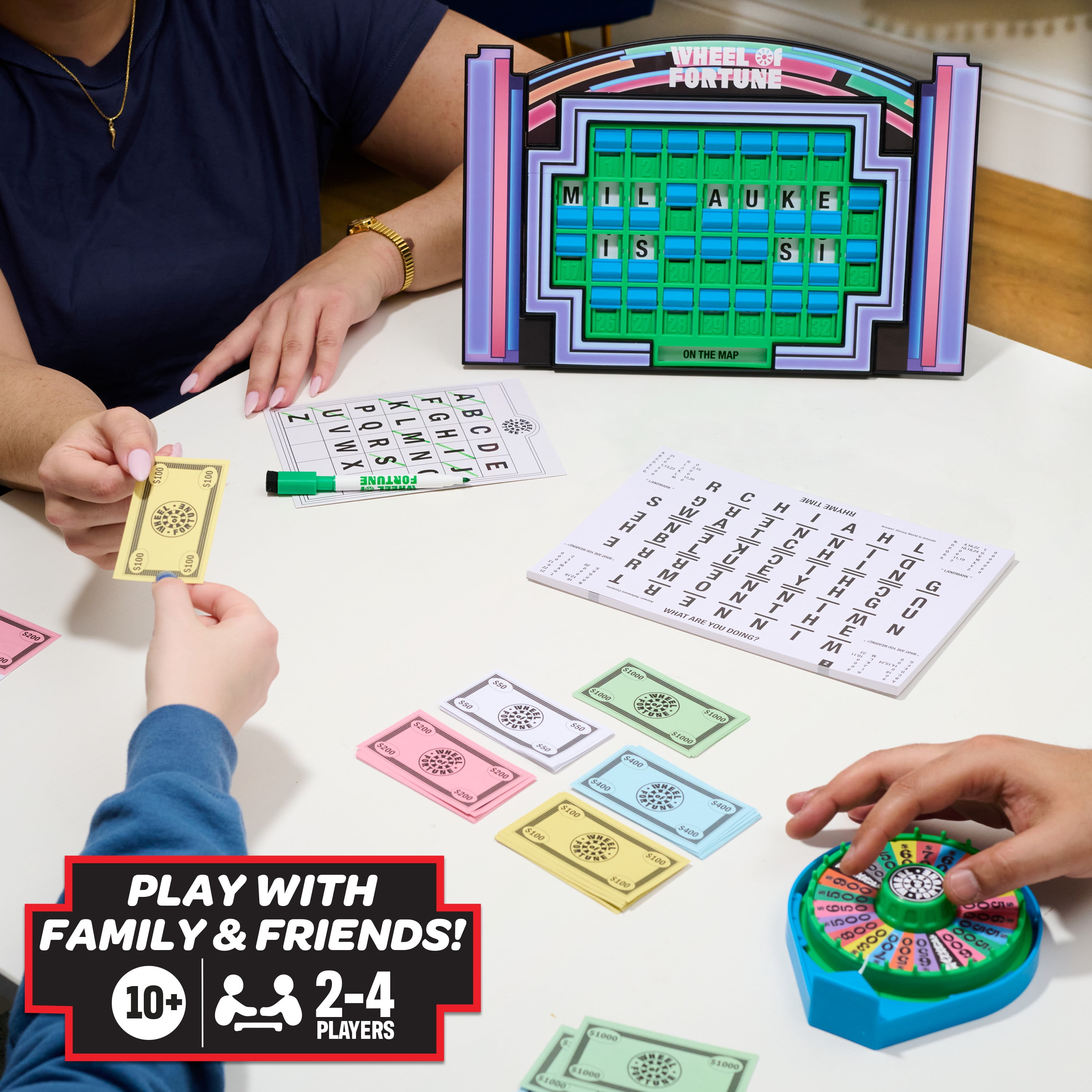 Wheel of Fortune Deluxe Game, 104-pieces, 2-4 Players, Ages 10