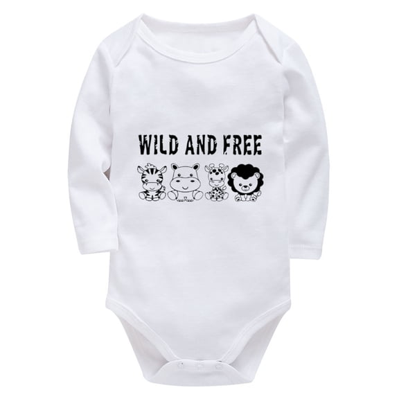 Wild And Free Onesie Romper Baby Boy Long Sleeve Neutral Newborn Clothes White Girl Rompers