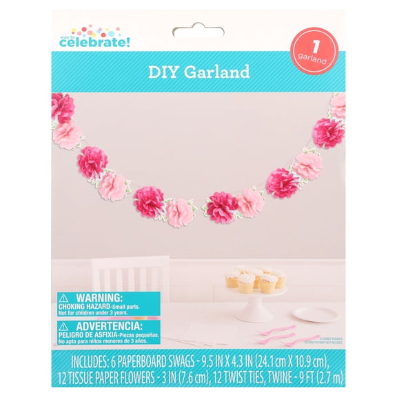 Paper Flowers DIY Garland, Multicolor, 9', by Way To Celebrate