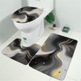 thumbnail image 2 of Black and Gold Marble Glitter Splashes Pattern Bathroom Rugs Sets 3 Piece,Toilet Cover Set,Absorbent Non Slip Bathroom Mats Sets with U-Shaped Contour Rug Toilet Rug Set, 2 of 5
