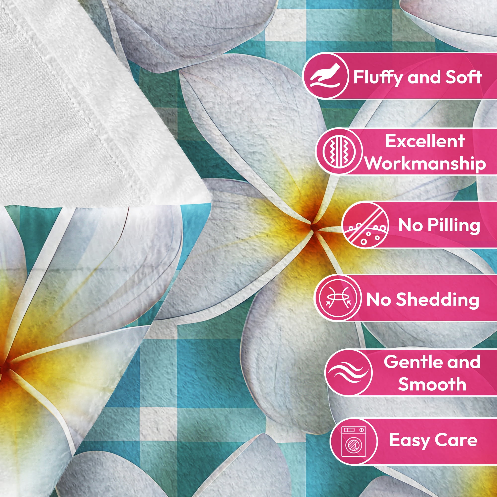 Flannel Fleece Throw Blanket, Soft Large Throw Blanket, Lightweight Cozy Plush Throw Blanket Fit Sofa Bed, 50"x60", Florals